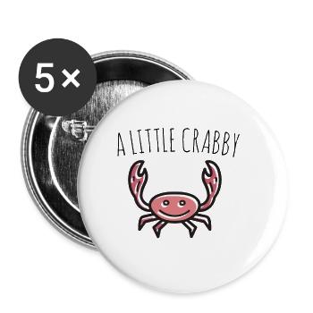 A LITTLE CRABBY Krabbe Krebs Hummer Garnele Meer - Buttons klein 25 mm (5er Pack) - Weiß - Vorne