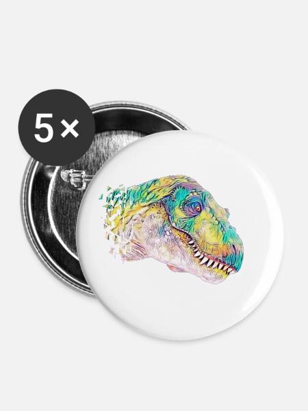 T-Rex - Buttons klein 25 mm (5er Pack) - Weiß