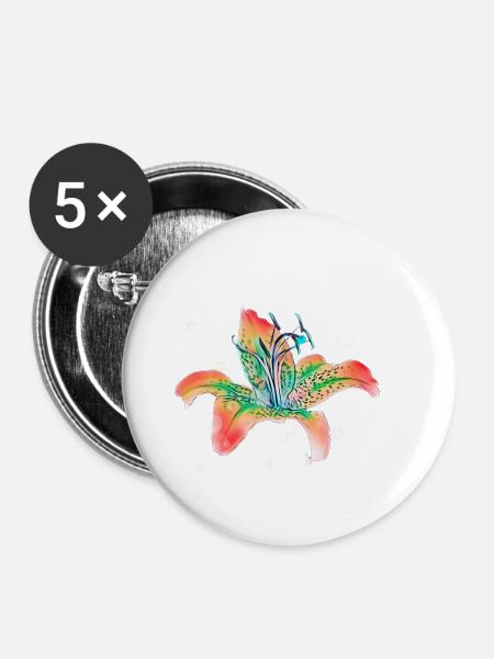 Orchidee - Buttons klein 25 mm (5er Pack) - Weiß
