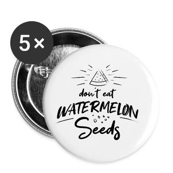 Grossesse - Ne pas manger de graines de melon d'eau - Lot de 5 petits badges (25 mm) - blanc - Devant