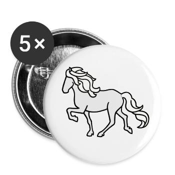 Islandpferd, Schimmel, hell - Buttons klein 25 mm (5er Pack) - Weiß - Vorne