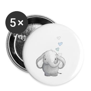 Elefantenbaby mit Herzen - Buttons klein 25 mm (5er Pack) - Weiß - Vorne