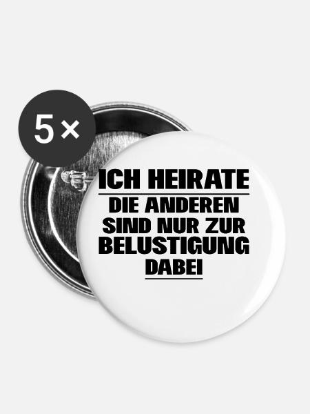 Junggesellenabschied - Buttons klein 25 mm (5er Pack) - Weiß