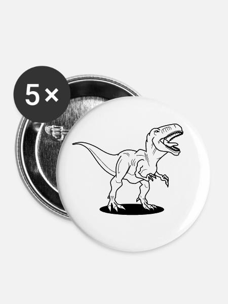 T-Rex - Buttons klein 25 mm (5er Pack) - Weiß