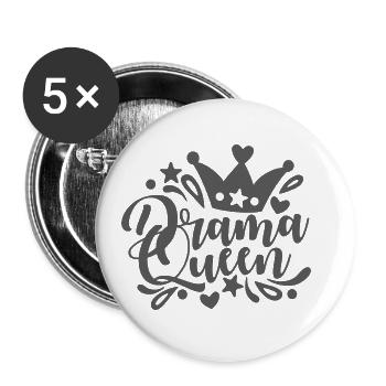 Drama Queen - Buttons small 1''/25 mm (5-pack) - white - Front