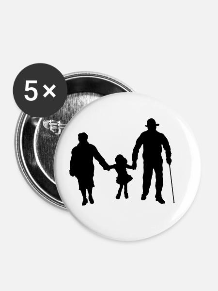 Grosseltern Und Kind - Buttons klein 25 mm (5er Pack) - Weiß
