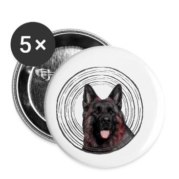 Schäferhund - Buttons klein 25 mm (5er Pack) - Weiß - Vorne
