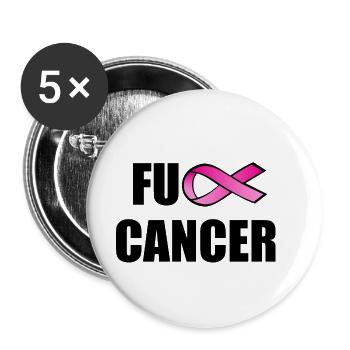 Fuck Cancer - Buttons klein 25 mm (5er Pack) - Weiß - Vorne