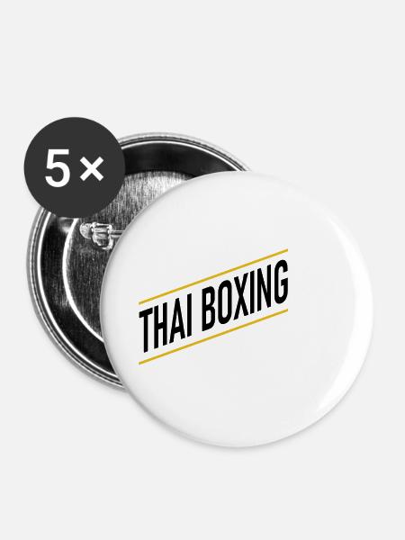 Thai Boxer - Buttons klein 25 mm (5er Pack) - Weiß