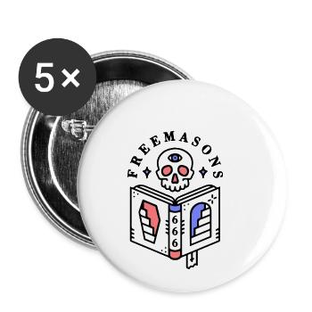 franc-maçonnerie - Lot de 5 petits badges (25 mm) - blanc - Devant