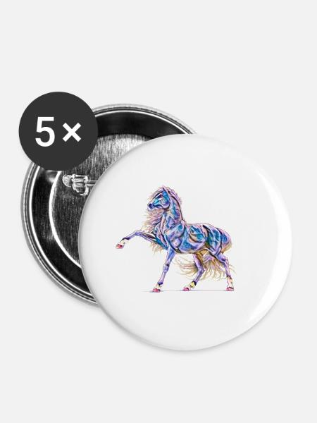 Pferd Hengst - Buttons klein 25 mm (5er Pack) - Weiß