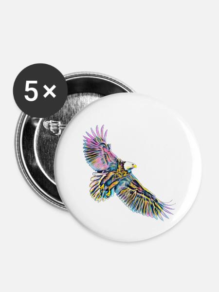 Adler - Buttons klein 25 mm (5er Pack) - Weiß