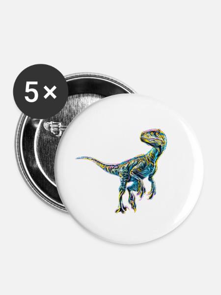 Velociraptor - Buttons klein 25 mm (5er Pack) - Weiß