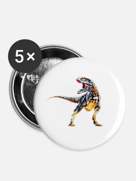Tyrannosaurus Rex - Buttons klein 25 mm (5er Pack) - Weiß