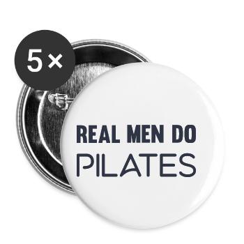 Real men do Pilates! - Buttons small 1''/25 mm (5-pack) - white - Front