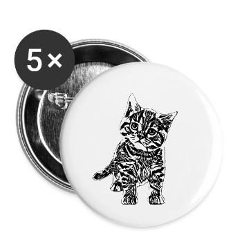 kitten - Buttons small 1''/25 mm (5-pack) - white - Front