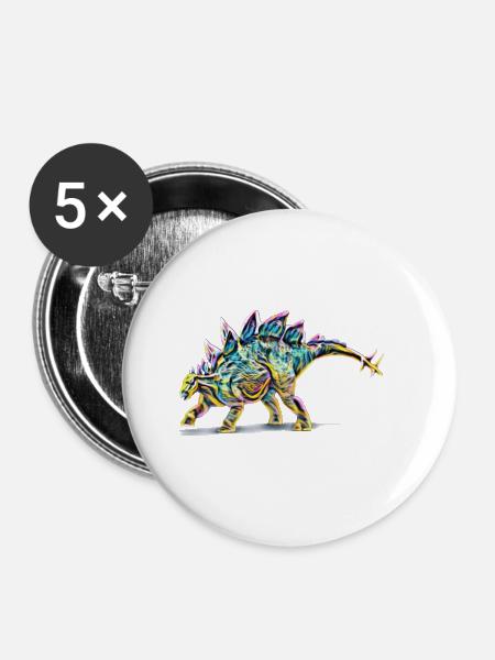 Stegosaurus - Buttons klein 25 mm (5er Pack) - Weiß