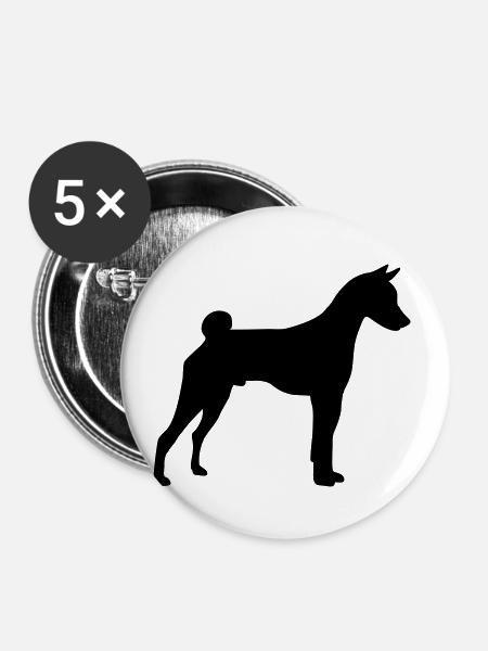 Basenji - Buttons klein 25 mm (5er Pack) - Weiß