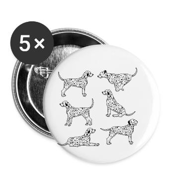 Dalmatiner Auswahl - Buttons klein 25 mm (5er Pack) - Weiß - Vorne