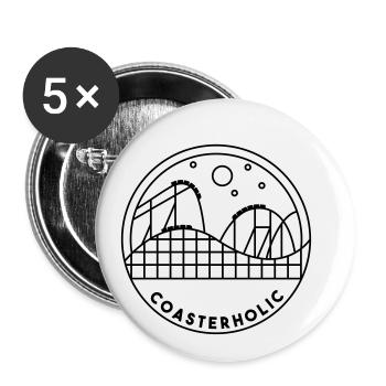 Coasterholic Roller Coaster Amusement Park Design - Buttons small 1''/25 mm (5-pack) - white - Front