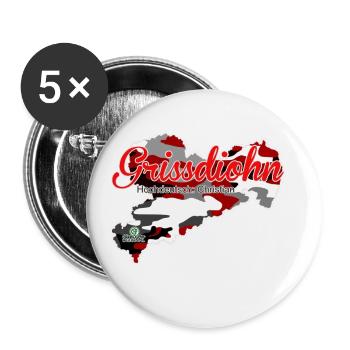 Grissdiohn - Christian - Säggsch - Lot de 5 petits badges (25 mm) - blanc - Devant