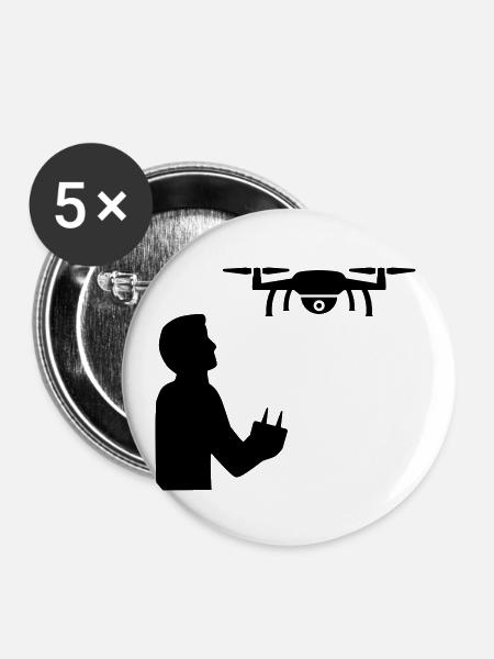 Drohne - Buttons klein 25 mm (5er Pack) - Weiß