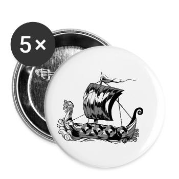 Viking ship Viking boat Viking ship - Buttons small 1''/25 mm (5-pack) - white - Front