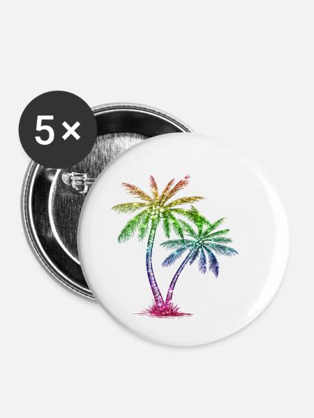 Glitzer Palme - Buttons klein 25 mm (5er Pack) - Weiß