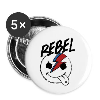 Smilie Rebel Rebellious - Buttons small 1''/25 mm (5-pack) - white - Front