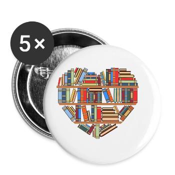 Livres de bibliothèque copieux pour des gens - Lot de 5 petits badges (25 mm) - blanc - Devant