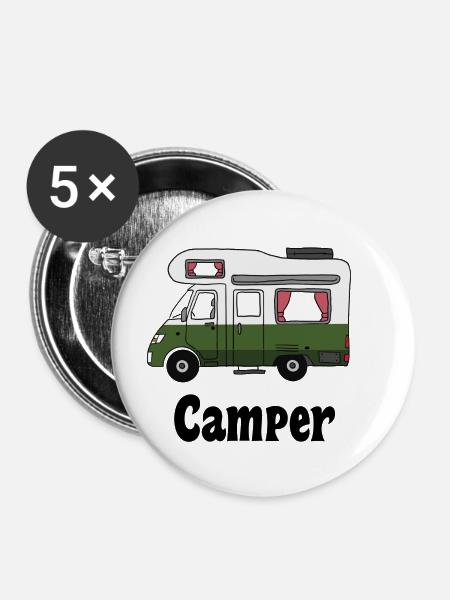 Camper Wohnmobil Caravan - Buttons klein 25 mm (5er Pack) - Weiß