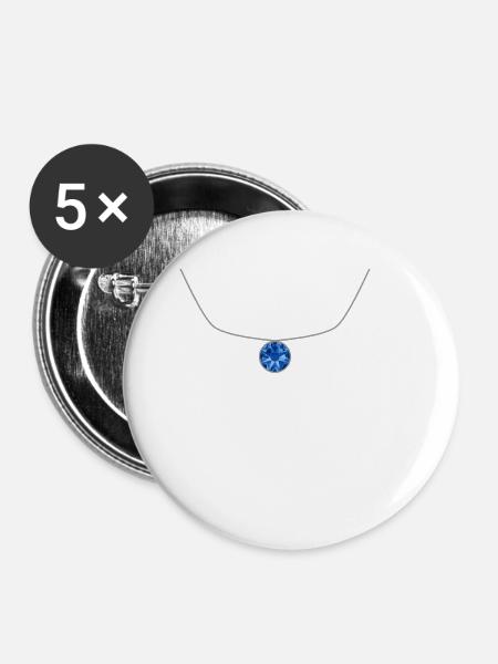 Stein April Saphir - Buttons klein 25 mm (5er Pack) - Weiß