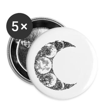 Mystic Moon (noir) - Lot de 5 petits badges (25 mm) - blanc - Devant