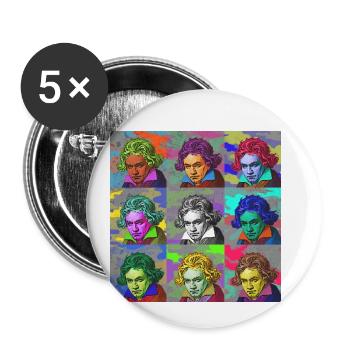 Pop-Art Ludwig van Beethoven Klassik Geschenkidee - Buttons klein 25 mm (5er Pack) - Weiß - Vorne