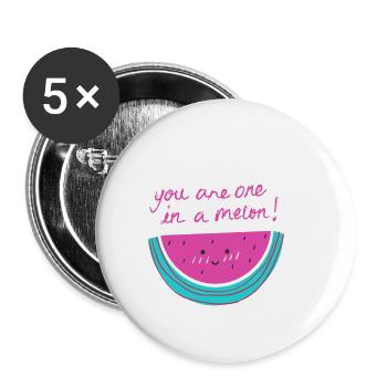 Watermelon with phrase - Buttons small 1''/25 mm (5-pack) - white - Front