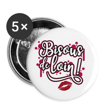 Kisses from afar! Gift of Deconfinement humor - Buttons small 1''/25 mm (5-pack) - white - Front