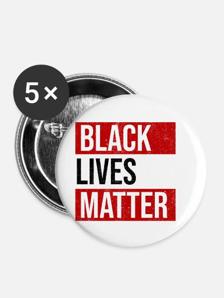 Black Lives Matter - Buttons klein 25 mm (5er Pack) - Weiß