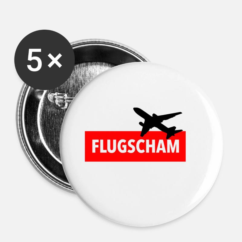 Flugscham - Buttons klein 25 mm (5er Pack) - Weiß