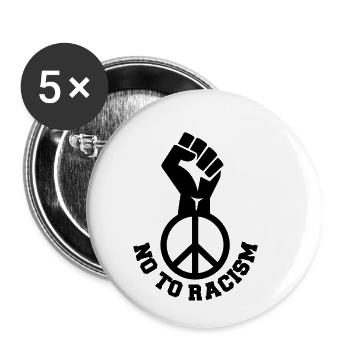 Black Lives Matter - No to Racism - Buttons small 1''/25 mm (5-pack) - white - Front
