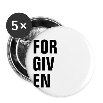 PARDONNÉ - Chrétien - Lot de 5 petits badges (25 mm) - blanc - Devant