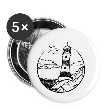 Phare - Lot de 5 petits badges (25 mm) - blanc - Devant