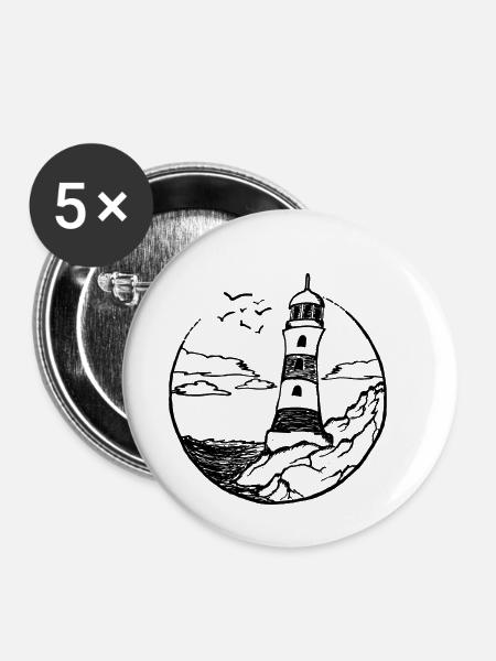 Lighthouse/Leuchtturm - Buttons klein 25 mm (5er Pack) - Weiß