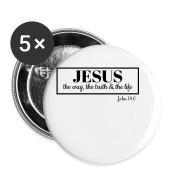 Johannes 14: 6 Bibelvers Jesus ist der Weg, auf dem die Wahrheit lebt - Buttons klein 25 mm (5er Pack) - Weiß - Vorne