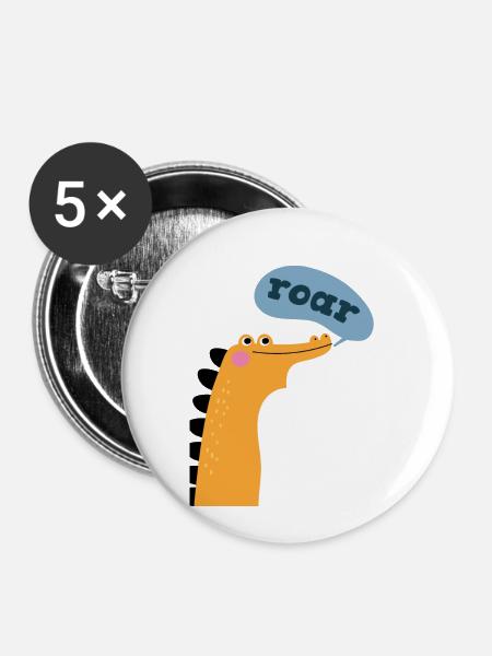 Krokodil Kroko - Buttons klein 25 mm (5er Pack) - Weiß