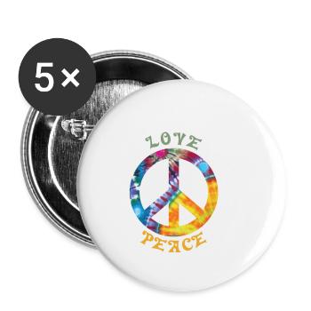 Love Peace Hippie Hippie costume 60s 70s 90s - Buttons small 1''/25 mm (5-pack) - white - Front