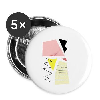 Hippe abstrakte, geometrische Formen & Shapes - Buttons klein 25 mm (5er Pack) - Weiß - Vorne