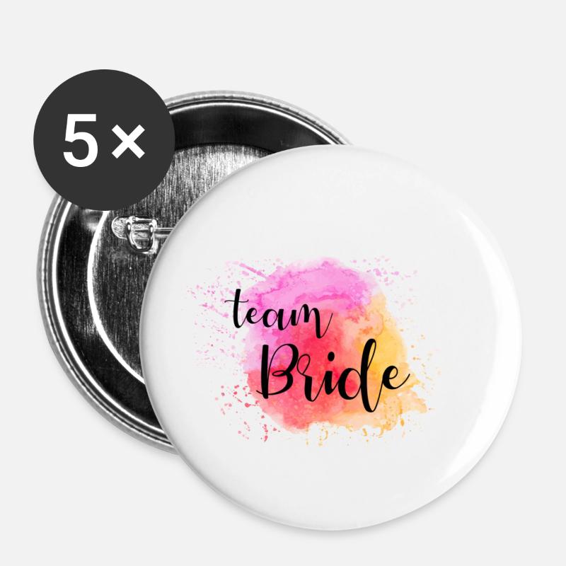 Team Bride JGA - Buttons klein 25 mm (5er Pack) - Weiß