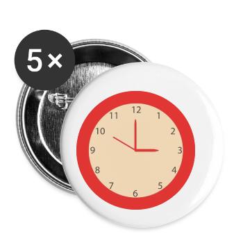 Uhr - Buttons klein 25 mm (5er Pack) - Weiß - Vorne