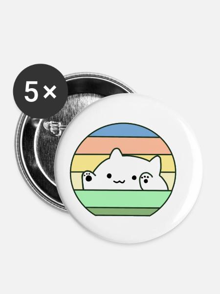 Bongo Cat 3 - Buttons klein 25 mm (5er Pack) - Weiß