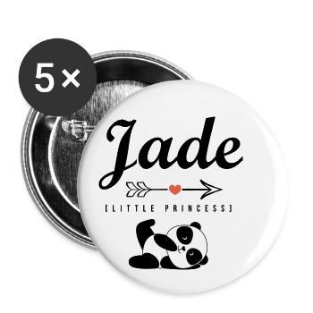 Vorname Jade personalisierte T-Shirt Weihnachtsgeschenk - Buttons klein 25 mm (5er Pack) - Weiß - Vorne